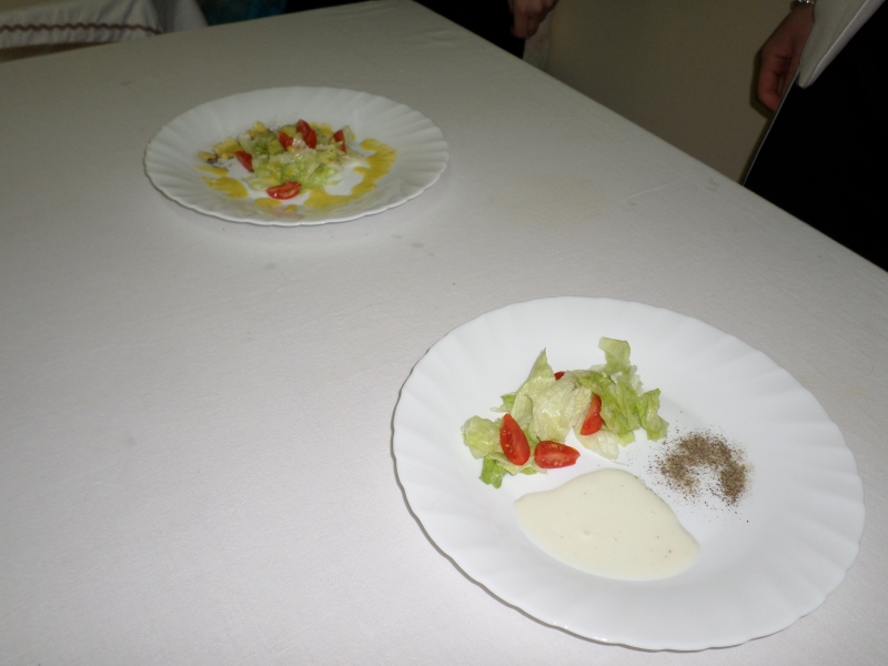 Piatto preparato nel laboratorio di cucina